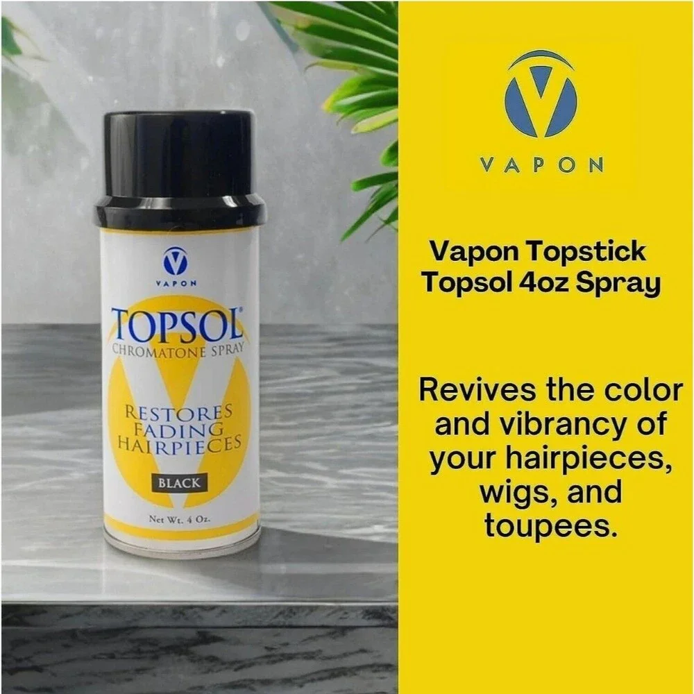 Vapon Topsol Chromatone Spray Black 4 Oz 2-Pack Hairpieces Wigs Toupees
